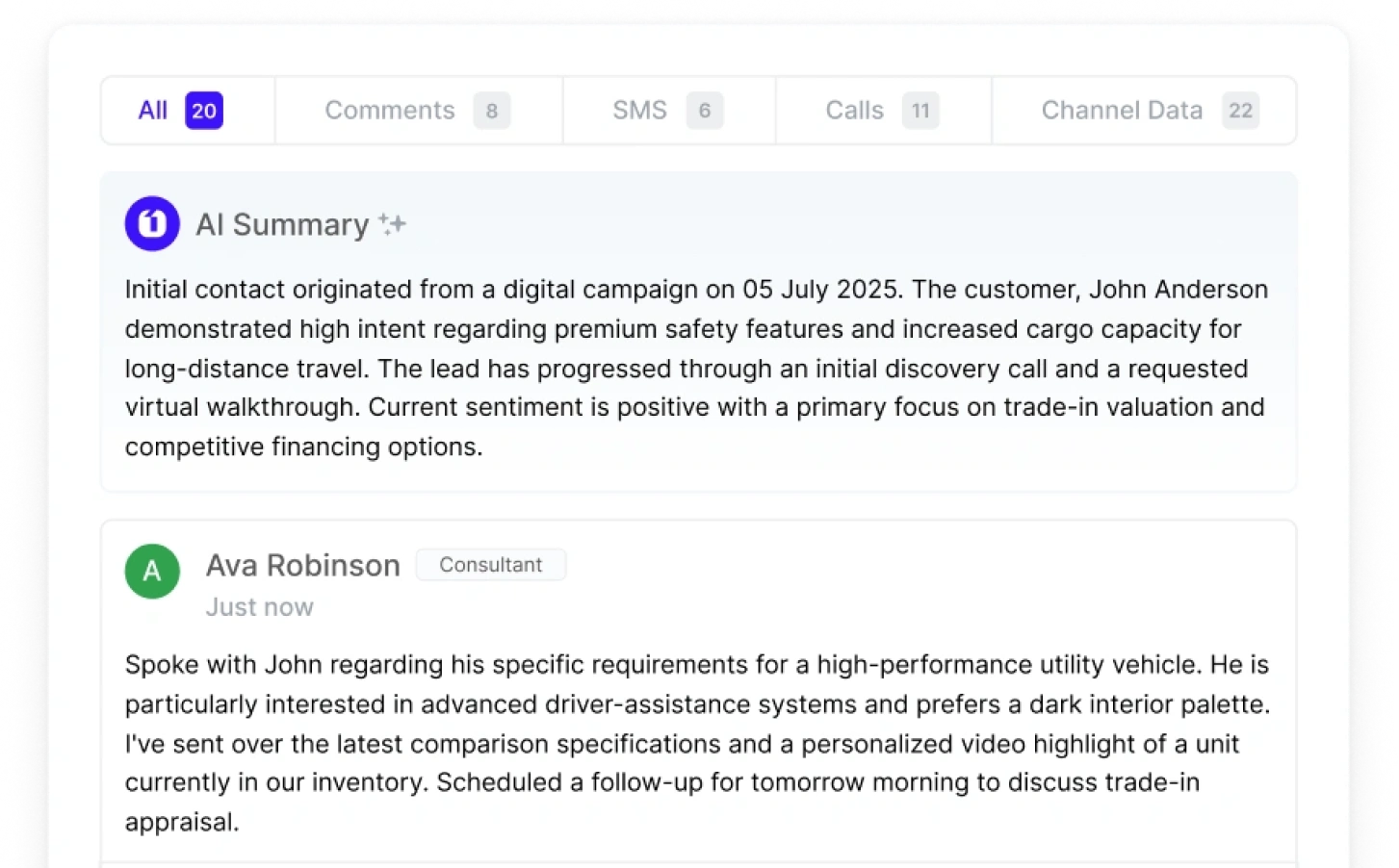 One Clear Customer Timeline